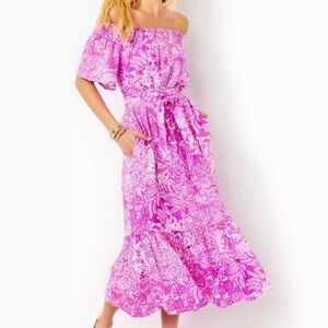 Lilly Pulitzer pink & white linen dress